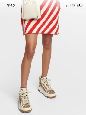 Gucci Beige GG Canvas High-Top Sneakers with Cream Trim new